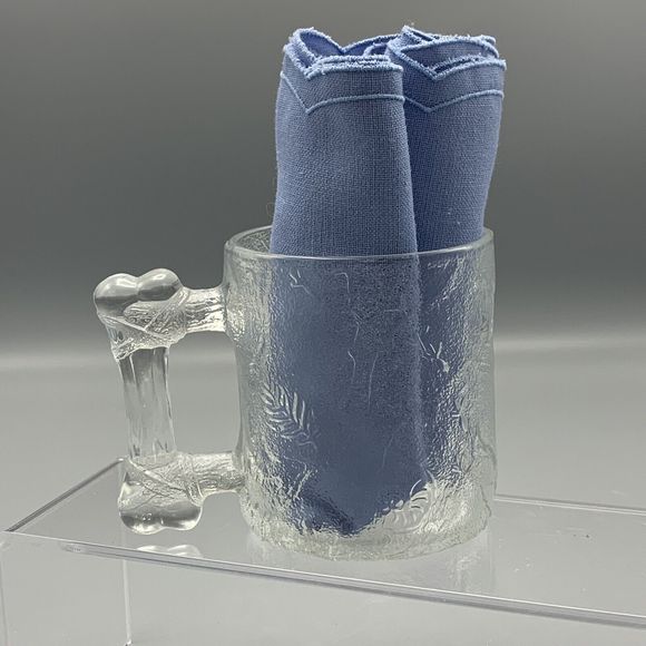 McDonalds 1993 The Flintstones Glass Pre Dawn Mug Bone Handle Etched Embossed 3D - Picture 8 of 9